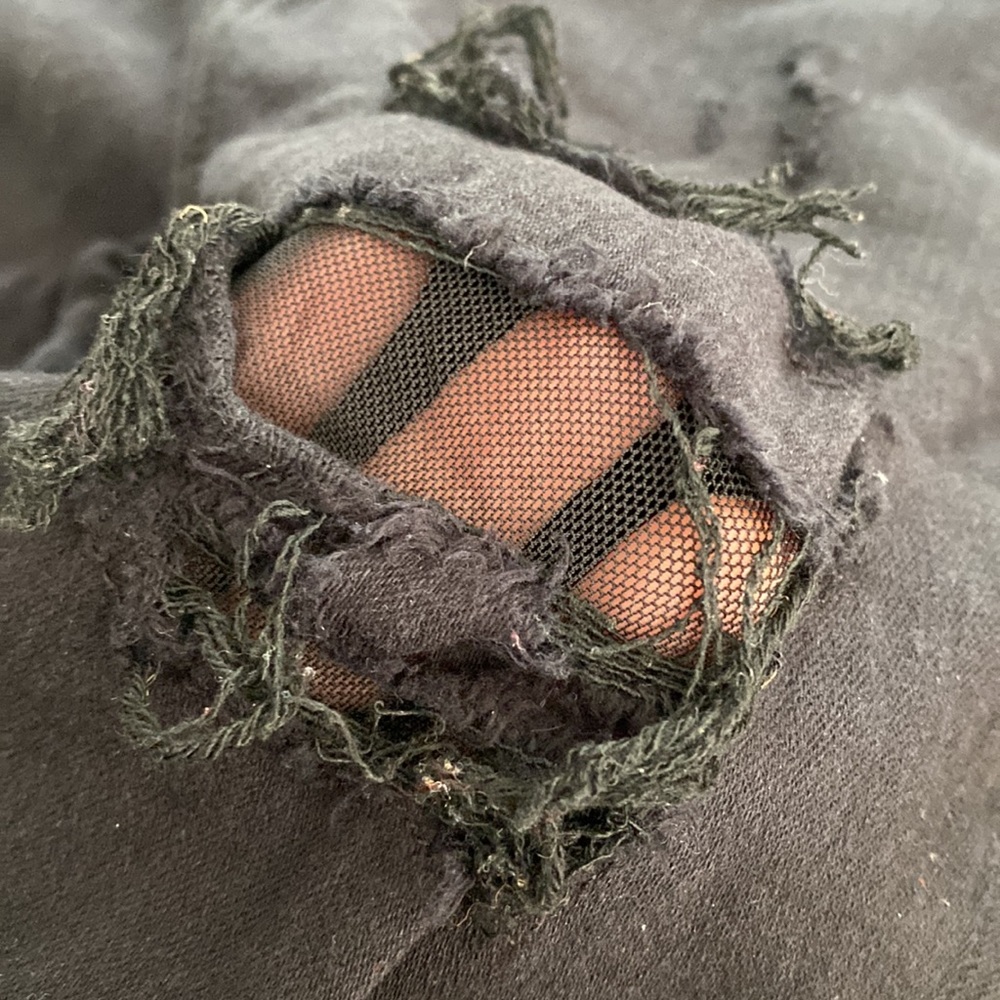Express Legging Mid Rise Ripped Mesh Jeans - Picture 3 of 3